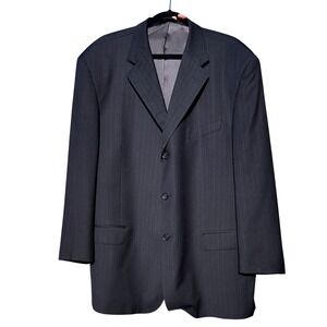 Pavone‎ Made in Italy Navy Blue 100% Wool Pinstripe Blazer Mens Size 48 Regular